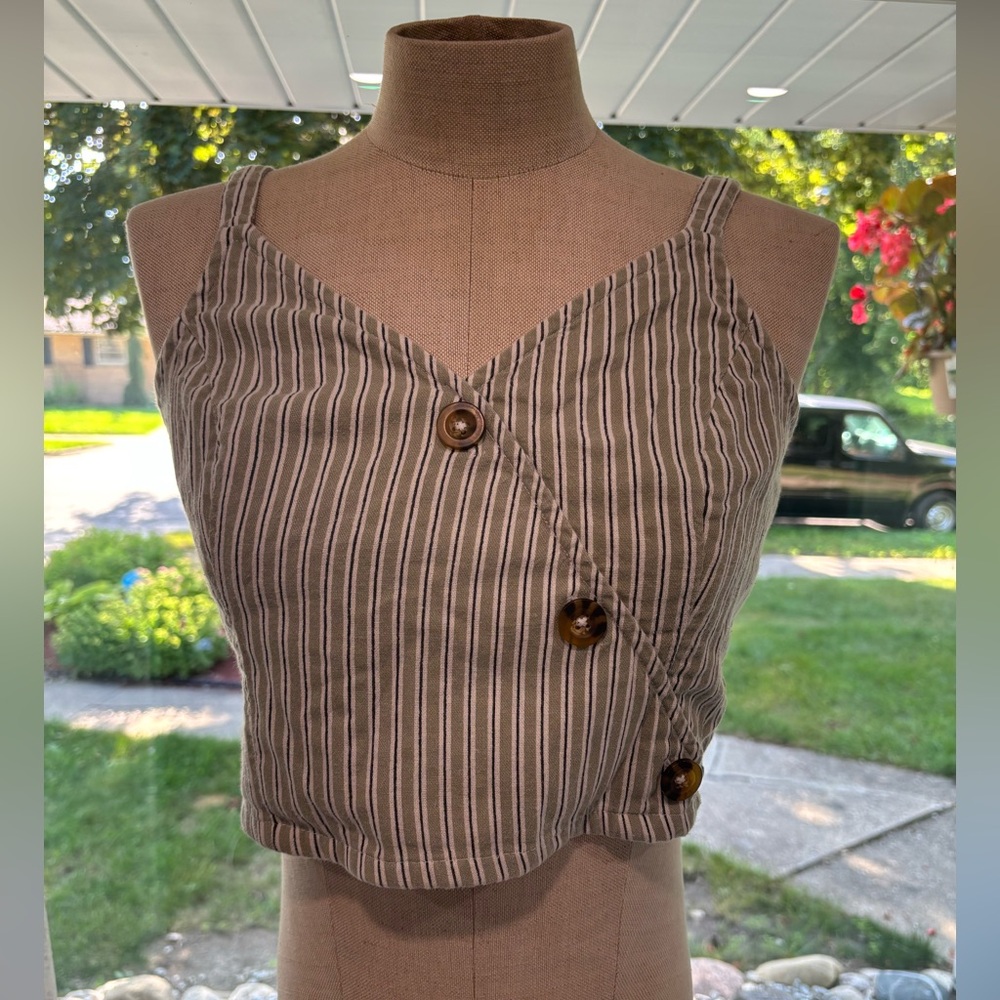 Hollister Striped Smocked Back Crop Top